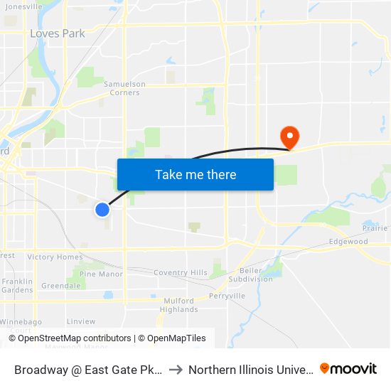 Broadway @ East Gate Pkwy-Swc-Outbound to Northern Illinois University - Rockford map