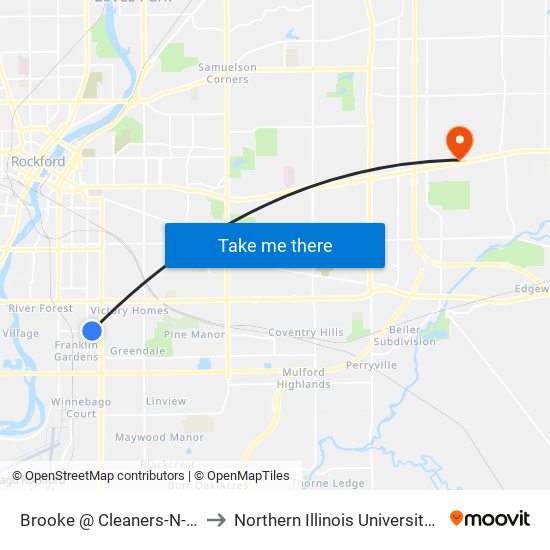 Brooke @ Cleaners-N-Outbound to Northern Illinois University - Rockford map