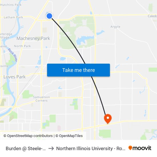 Burden @ Steele-Nwc to Northern Illinois University - Rockford map