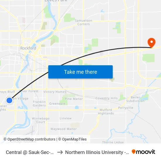Central @ Sauk-Sec-Inbound to Northern Illinois University - Rockford map