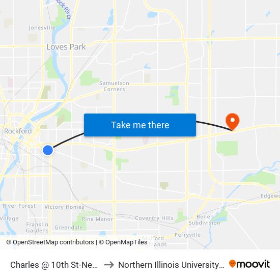 Charles @ 10th St-Nec-Inbound to Northern Illinois University - Rockford map