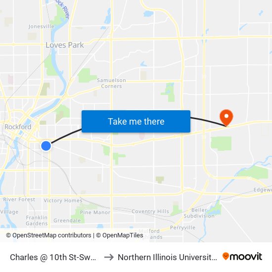 Charles @ 10th St-Swc-Outbound to Northern Illinois University - Rockford map