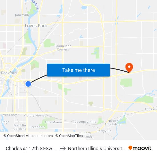 Charles @ 12th St-Swc-Outbound to Northern Illinois University - Rockford map