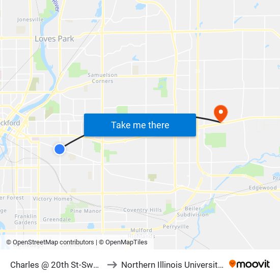 Charles @ 20th St-Swc-Outbound to Northern Illinois University - Rockford map