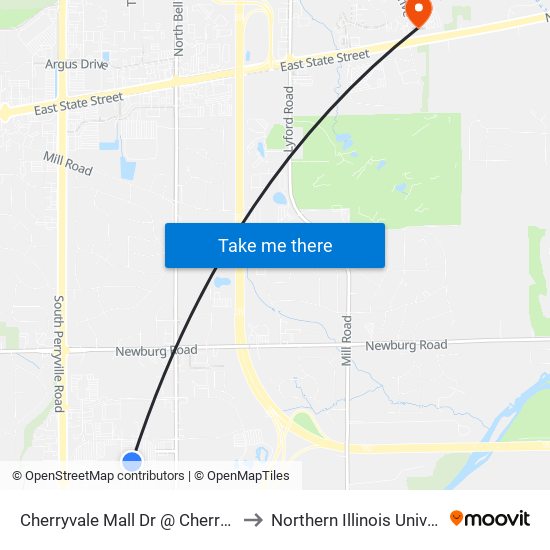 Cherryvale Mall Dr @ Cherryvale Mall-S-Inbound to Northern Illinois University - Rockford map