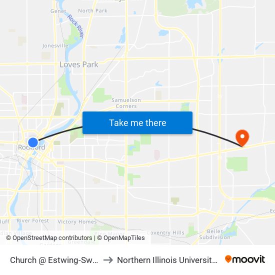 Church @ Estwing-Swc-Inbound to Northern Illinois University - Rockford map