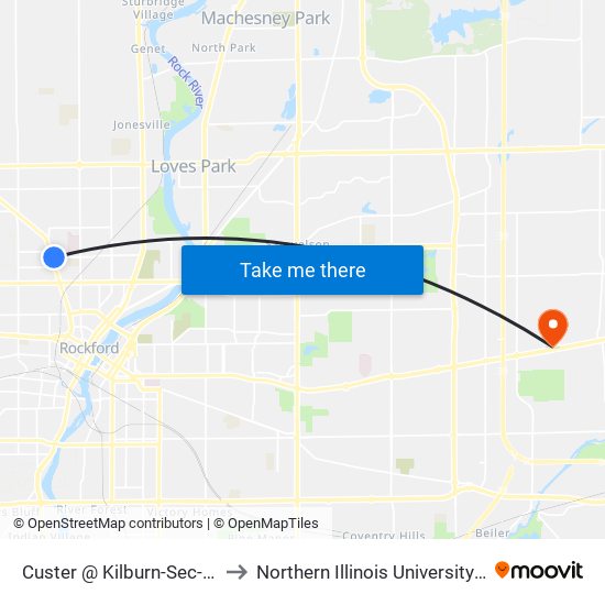 Custer @ Kilburn-Sec-Outbound to Northern Illinois University - Rockford map