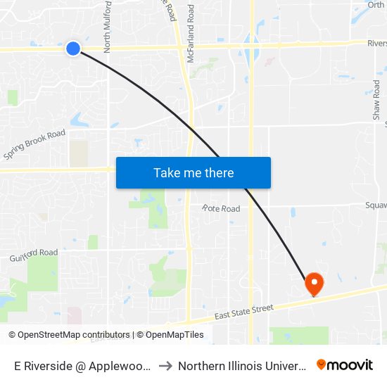 E Riverside @ Applewood-Nec-Inbound to Northern Illinois University - Rockford map