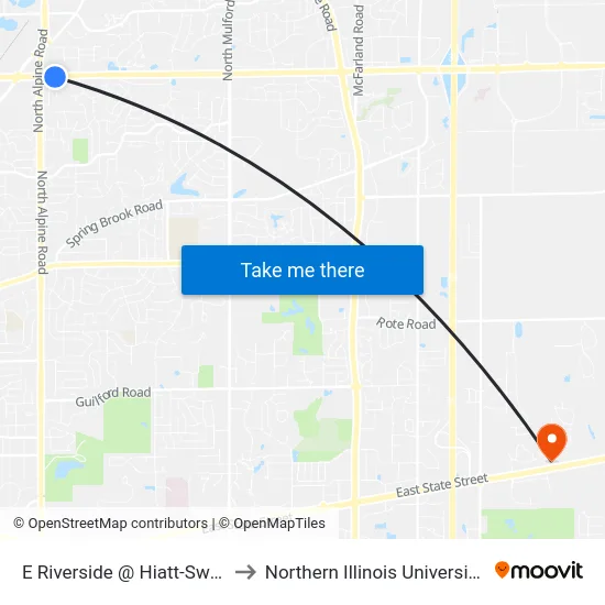 E Riverside @ Hiatt-Swc-Outbound to Northern Illinois University - Rockford map