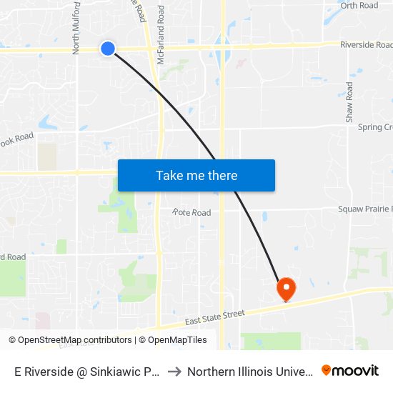 E Riverside @ Sinkiawic Pkwy-Nec-Inbound to Northern Illinois University - Rockford map