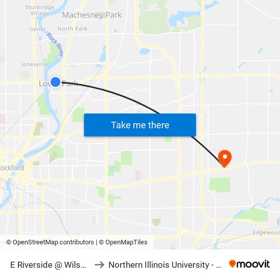 E Riverside @ Wilson-Swc to Northern Illinois University - Rockford map