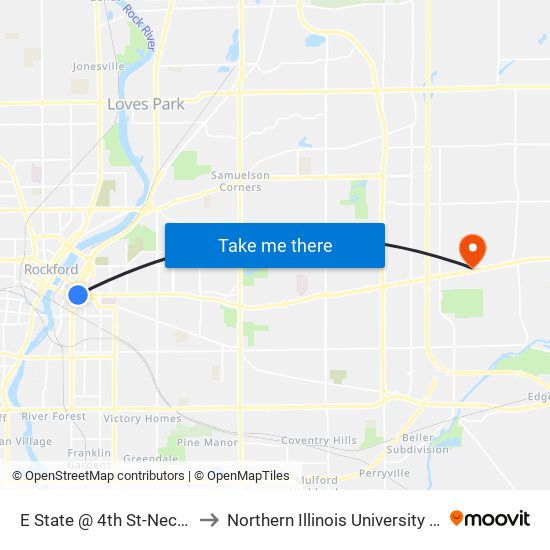 E State @ 4th St-Nec-Inbound to Northern Illinois University - Rockford map