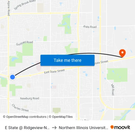E State @ Ridgeview-Nec-Inbound to Northern Illinois University - Rockford map