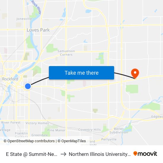 E State @ Summit-Nec-Inbound to Northern Illinois University - Rockford map