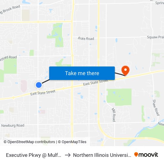 Executive Pkwy @ Mulford Village-E to Northern Illinois University - Rockford map