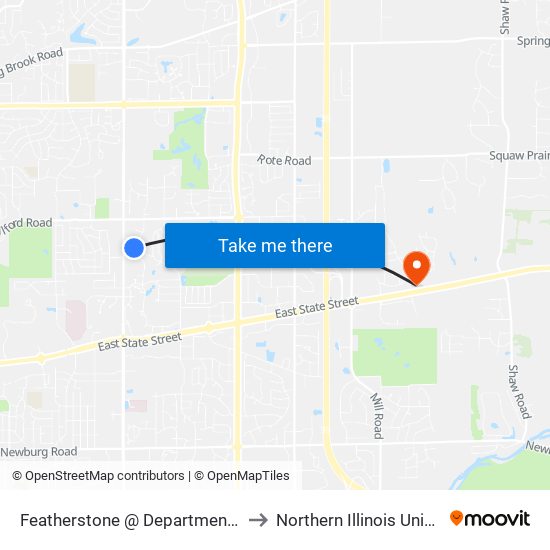 Featherstone @ Department Of Veteran Affairs-W to Northern Illinois University - Rockford map