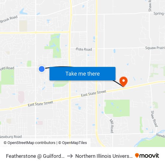 Featherstone @ Guilford - W - Inbound to Northern Illinois University - Rockford map
