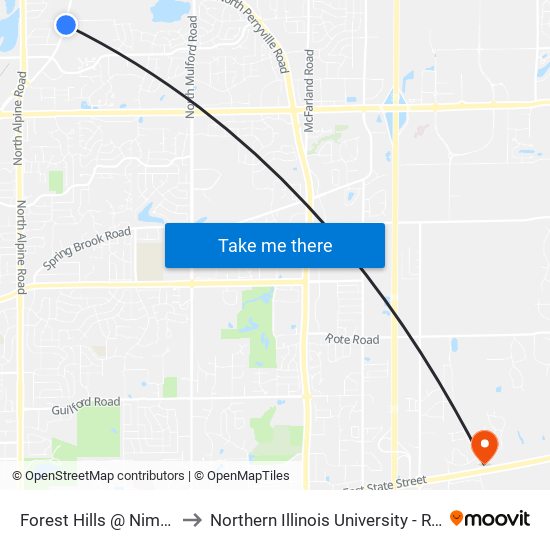 Forest Hills @ Nimtz-Sec to Northern Illinois University - Rockford map