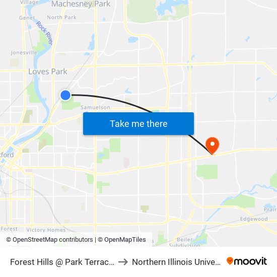 Forest Hills @ Park Terrace-Nwc-Outbound to Northern Illinois University - Rockford map
