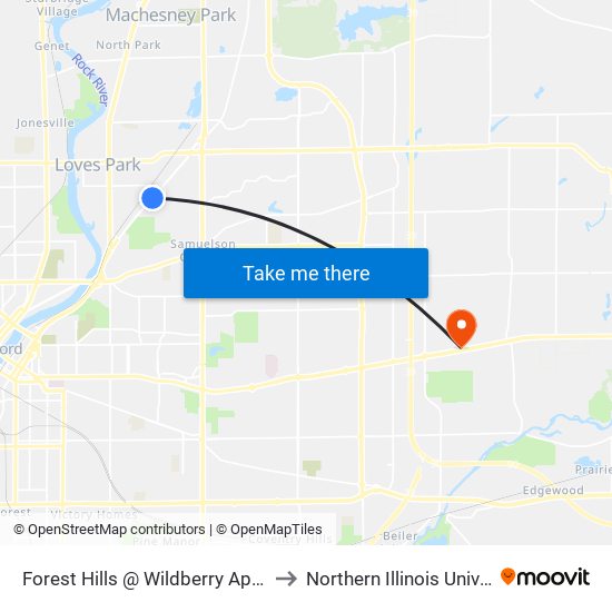 Forest Hills @ Wildberry Apartments-E-Outbound to Northern Illinois University - Rockford map