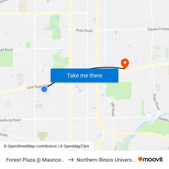 Forest Plaza @ Maurices-S-Outbound to Northern Illinois University - Rockford map