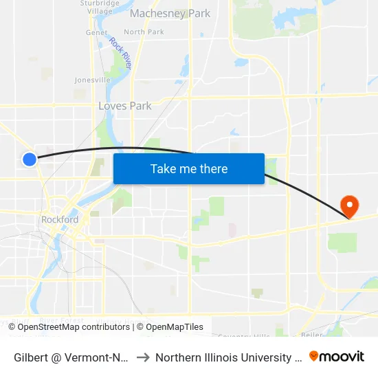 Gilbert @ Vermont-N-Inbound to Northern Illinois University - Rockford map