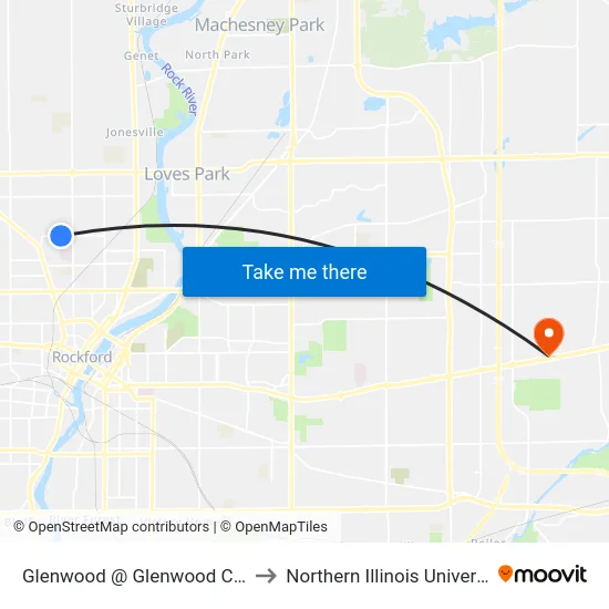 Glenwood @ Glenwood Ct-Nec-Outbound to Northern Illinois University - Rockford map