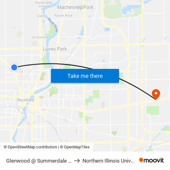 Glenwood @ Summerdale School-W-Inbound to Northern Illinois University - Rockford map