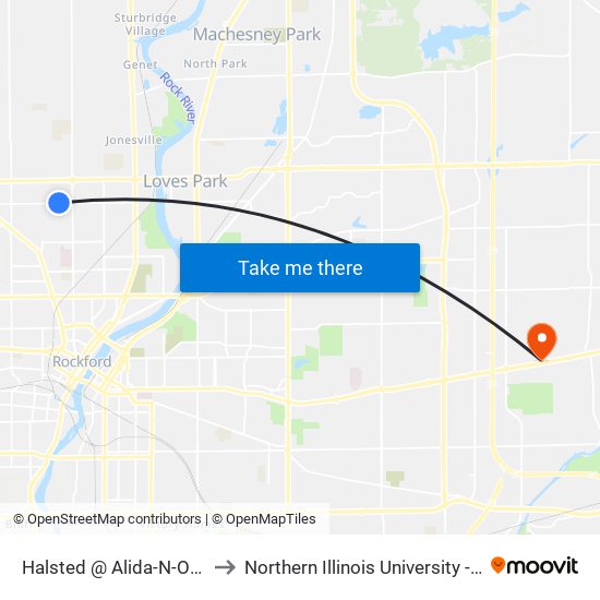 Halsted @ Alida-N-Outbound to Northern Illinois University - Rockford map