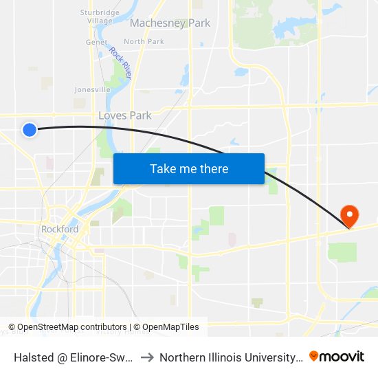 Halsted @ Elinore-Swc-Inbound to Northern Illinois University - Rockford map