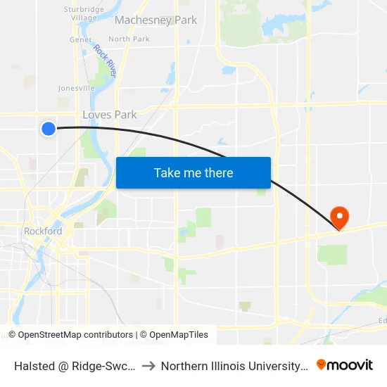 Halsted @ Ridge-Swc-Inbound to Northern Illinois University - Rockford map