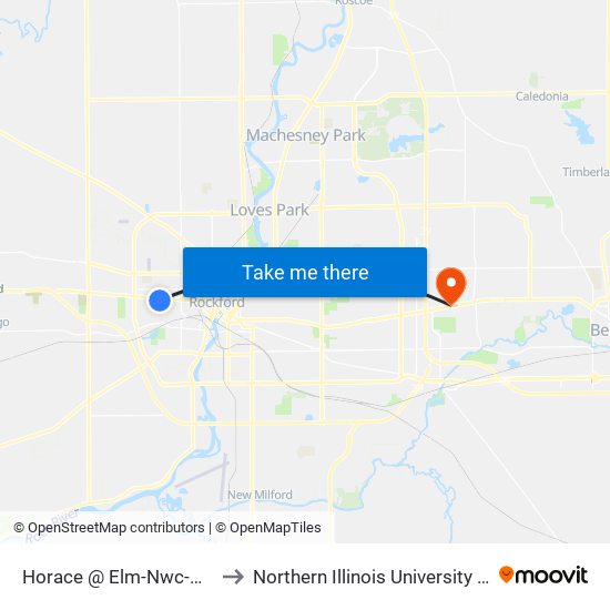 Horace @ Elm-Nwc-Outbound to Northern Illinois University - Rockford map