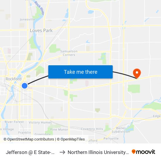 Jefferson @ E State-N-Inbound to Northern Illinois University - Rockford map