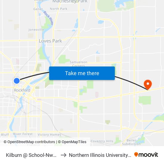 Kilburn @ School-Nwc-Inbound to Northern Illinois University - Rockford map