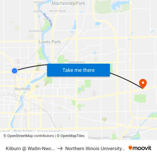 Kilburn @ Wallin-Nwc-Inbound to Northern Illinois University - Rockford map