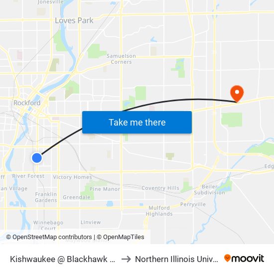 Kishwaukee @ Blackhawk Park-Nwc-Outbound to Northern Illinois University - Rockford map