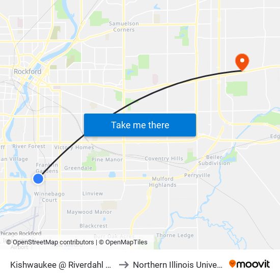 Kishwaukee @ Riverdahl School-E-Inbound to Northern Illinois University - Rockford map