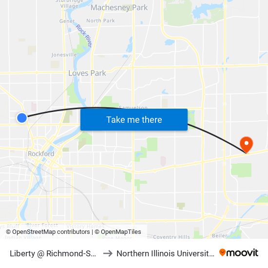 Liberty @ Richmond-Swc-Inbound to Northern Illinois University - Rockford map