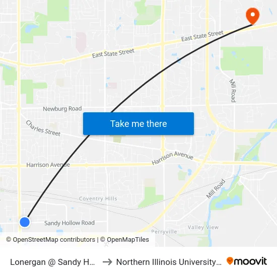 Lonergan @ Sandy Hollow-Nec to Northern Illinois University - Rockford map