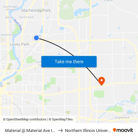 Material @ Material Ave Industrial Park-W to Northern Illinois University - Rockford map