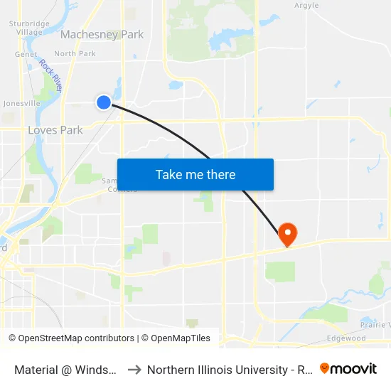 Material @ Windsor-Sec to Northern Illinois University - Rockford map