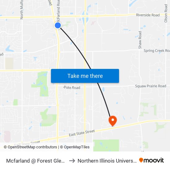 Mcfarland @ Forest Glen-Sec-Inbound to Northern Illinois University - Rockford map