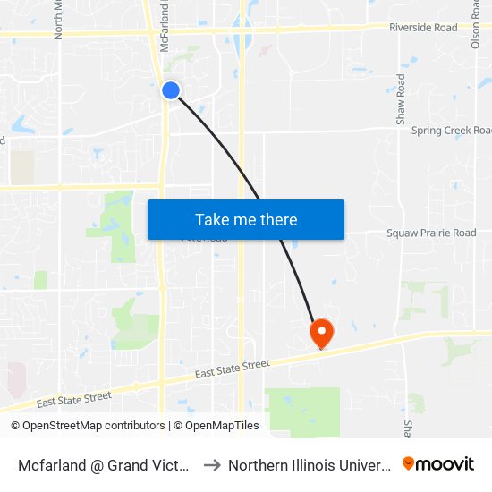 Mcfarland @ Grand Victorian-E-Inbound to Northern Illinois University - Rockford map