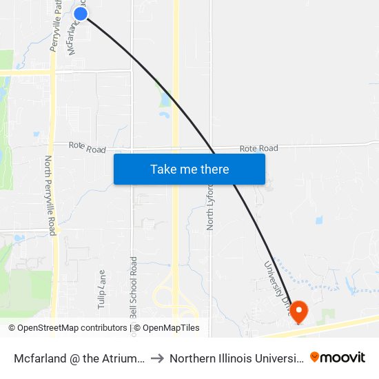 Mcfarland @ the Atrium-E-Outbound to Northern Illinois University - Rockford map