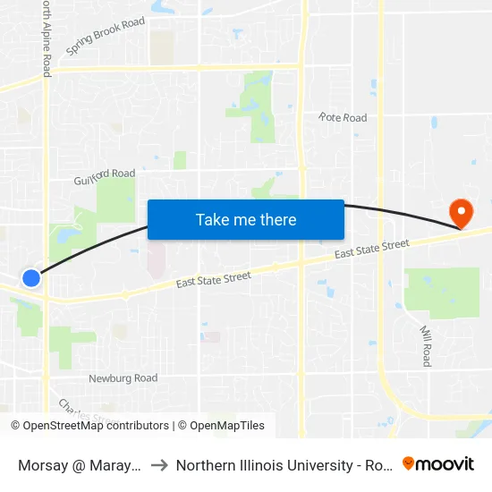 Morsay @ Maray-Nec to Northern Illinois University - Rockford map
