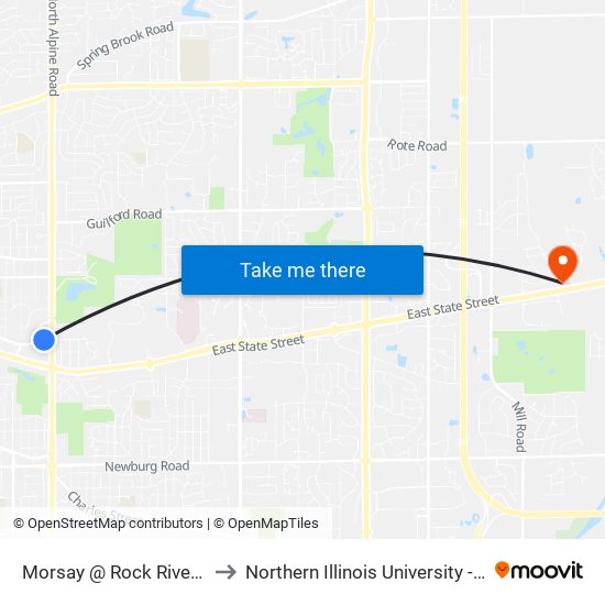 Morsay @ Rock River Ford-N to Northern Illinois University - Rockford map