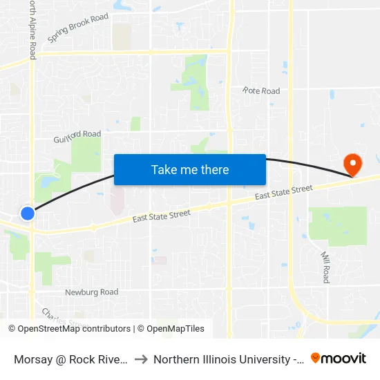 Morsay @ Rock River Ford-S to Northern Illinois University - Rockford map
