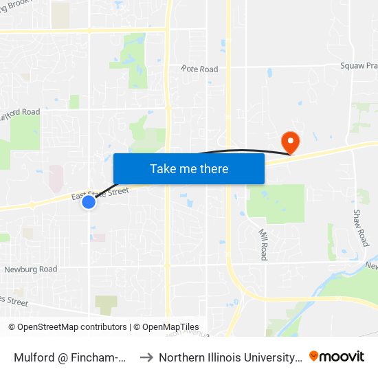 Mulford @ Fincham-W-Inbound to Northern Illinois University - Rockford map