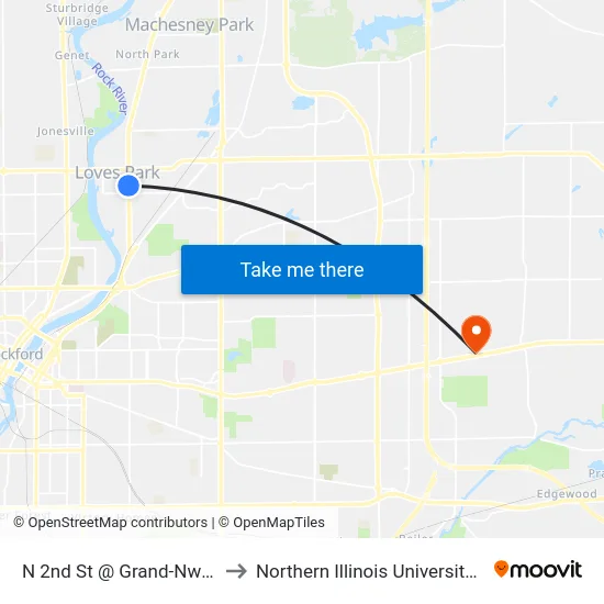 N 2nd St @ Grand-Nwc-Inbound to Northern Illinois University - Rockford map