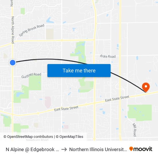 N Alpine @ Edgebrook Center-Nec to Northern Illinois University - Rockford map